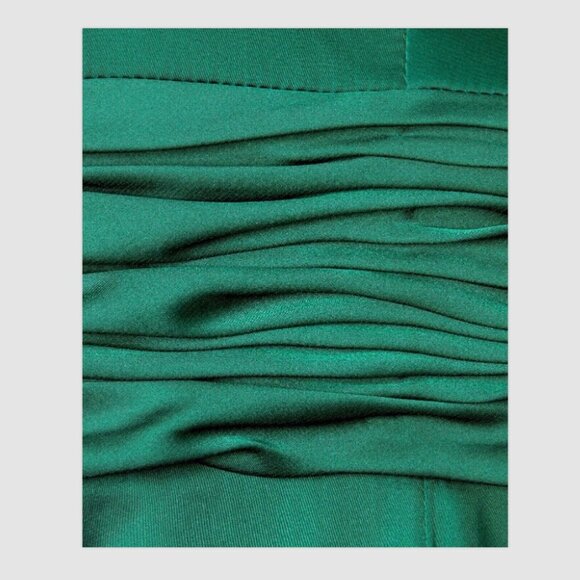 MAC DUGGAL 55245 LONG SLEEVE RUCHED WAIST A-LINE EMERALD GREEN GOWN sz 16 - Picture 7 of 12